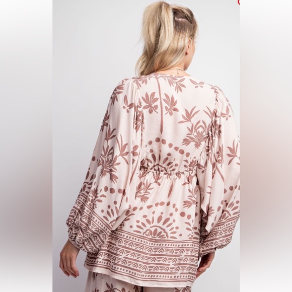 811 ❤️ EASEL RAYON CHALLIS SURPLICE WOVEN BABYDOLL TUNIC - Picture 2 of 5